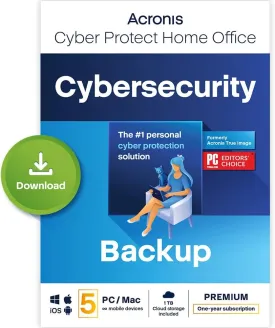 Acronis Cyber Protect Home Office 2023 | Premium | 500 GB Cloud-Space | 5 PC/Mac | 1 Year | Windows/Mac/Android/iOS | Internet Security with Backup | Activation Code by email