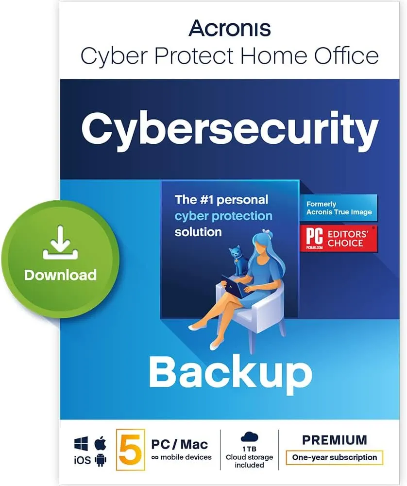 Acronis Cyber Protect Home Office 2023 | Premium | 500 GB Cloud-Space | 5 PC/Mac | 1 Year | Windows/Mac/Android/iOS | Internet Security with Backup | Activation Code by email