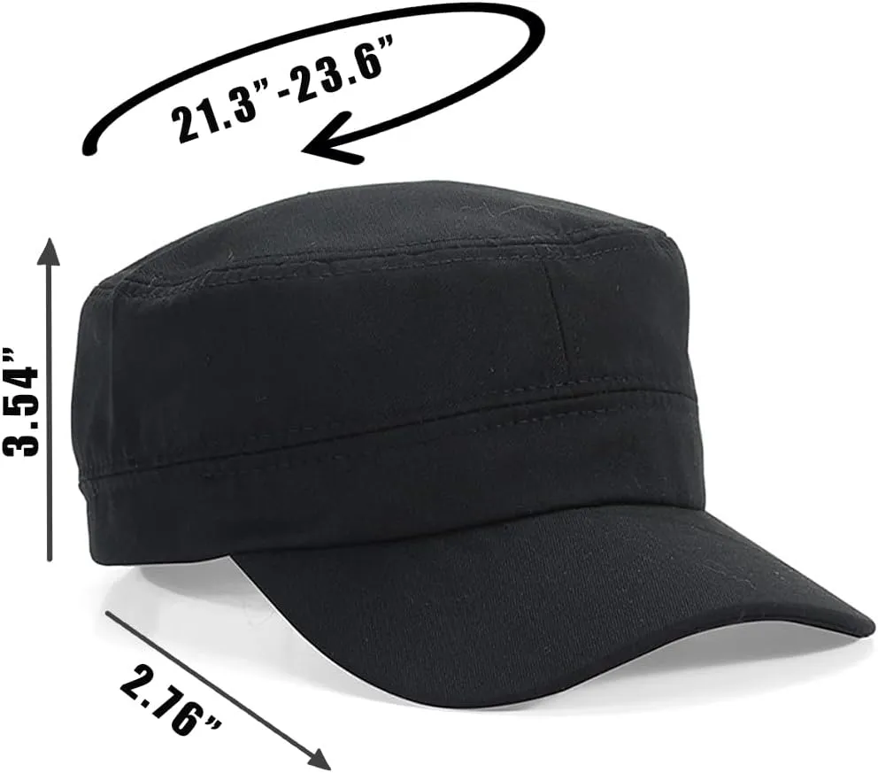 Cadet Army Cap Military Style Adjustable Flat Top Cap Unisex Basic Baseball Hat for Men Women