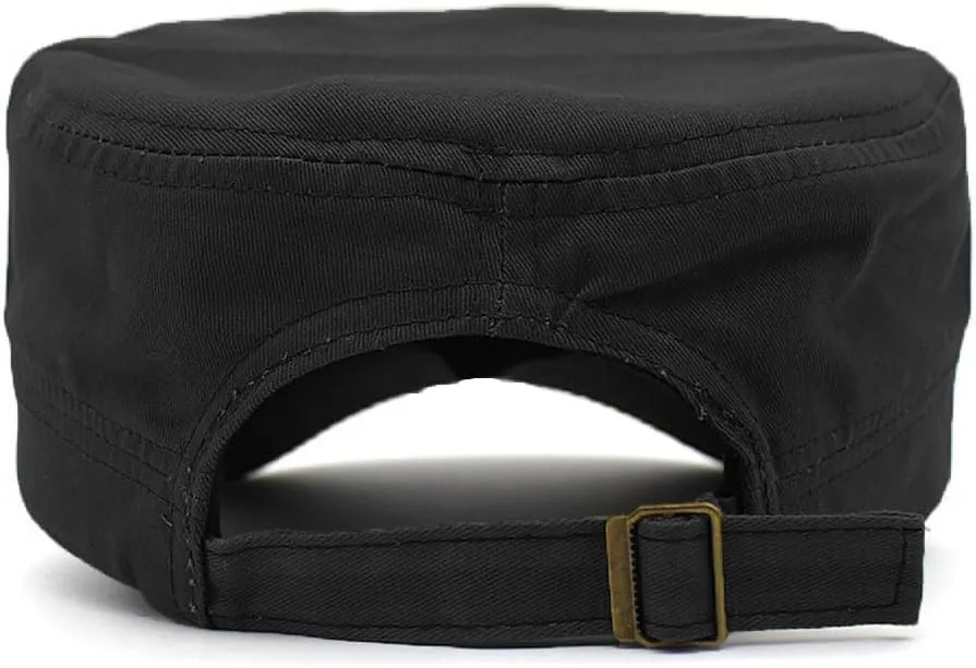 Cadet Army Cap Military Style Adjustable Flat Top Cap Unisex Basic Baseball Hat for Men Women