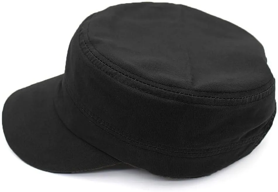 Cadet Army Cap Military Style Adjustable Flat Top Cap Unisex Basic Baseball Hat for Men Women