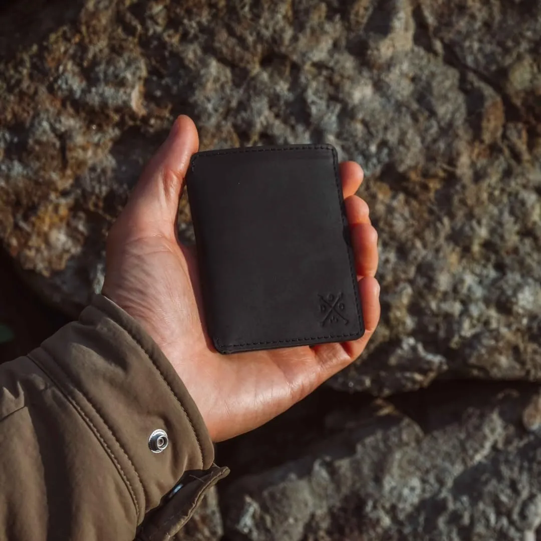 CLOUD Wallet Slim Minimalist ?? Magnetic Closure, Lightweight Design, Quick Access Pull Tab - Top Grain Leather Front Pocket Wallet (Black)