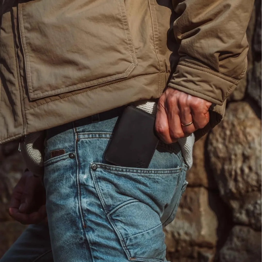 CLOUD Wallet Slim Minimalist ?? Magnetic Closure, Lightweight Design, Quick Access Pull Tab - Top Grain Leather Front Pocket Wallet (Black)