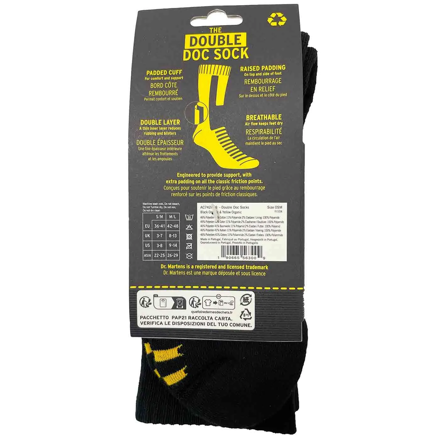 Dr Martens Double Doc Socks Black Cotton Blend