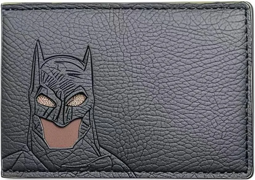 Leather Style Black Bat Wallet ID for Men and Woman, Superhero Design, Bat eyes, Multi Card Slots, wallet gift. Unisex and all ages wallet, 100% leather Style