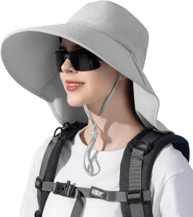 Sun Hats for Women UPF 50  Uv Protection with Ponytail Hole??Beach Wide Brim Hats Fishing Hats??Gardening Hat for Neck Flap