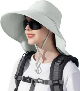Sun Hats for Women UPF 50  Uv Protection with Ponytail Hole??Beach Wide Brim Hats Fishing Hats??Gardening Hat for Neck Flap
