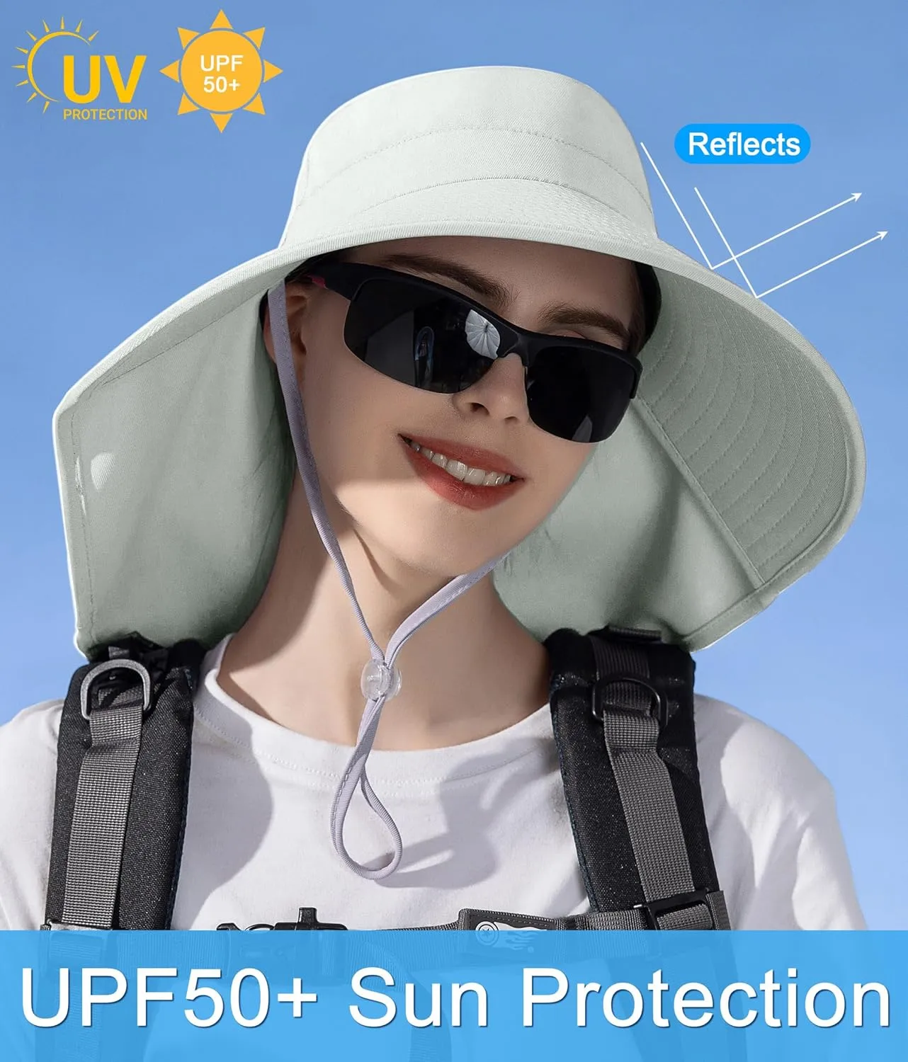 Sun Hats for Women UPF 50  Uv Protection with Ponytail Hole??Beach Wide Brim Hats Fishing Hats??Gardening Hat for Neck Flap