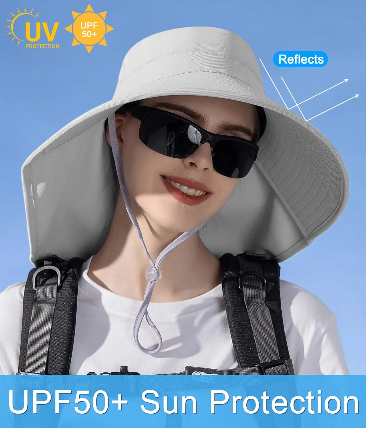 Sun Hats for Women UPF 50  Uv Protection with Ponytail Hole??Beach Wide Brim Hats Fishing Hats??Gardening Hat for Neck Flap