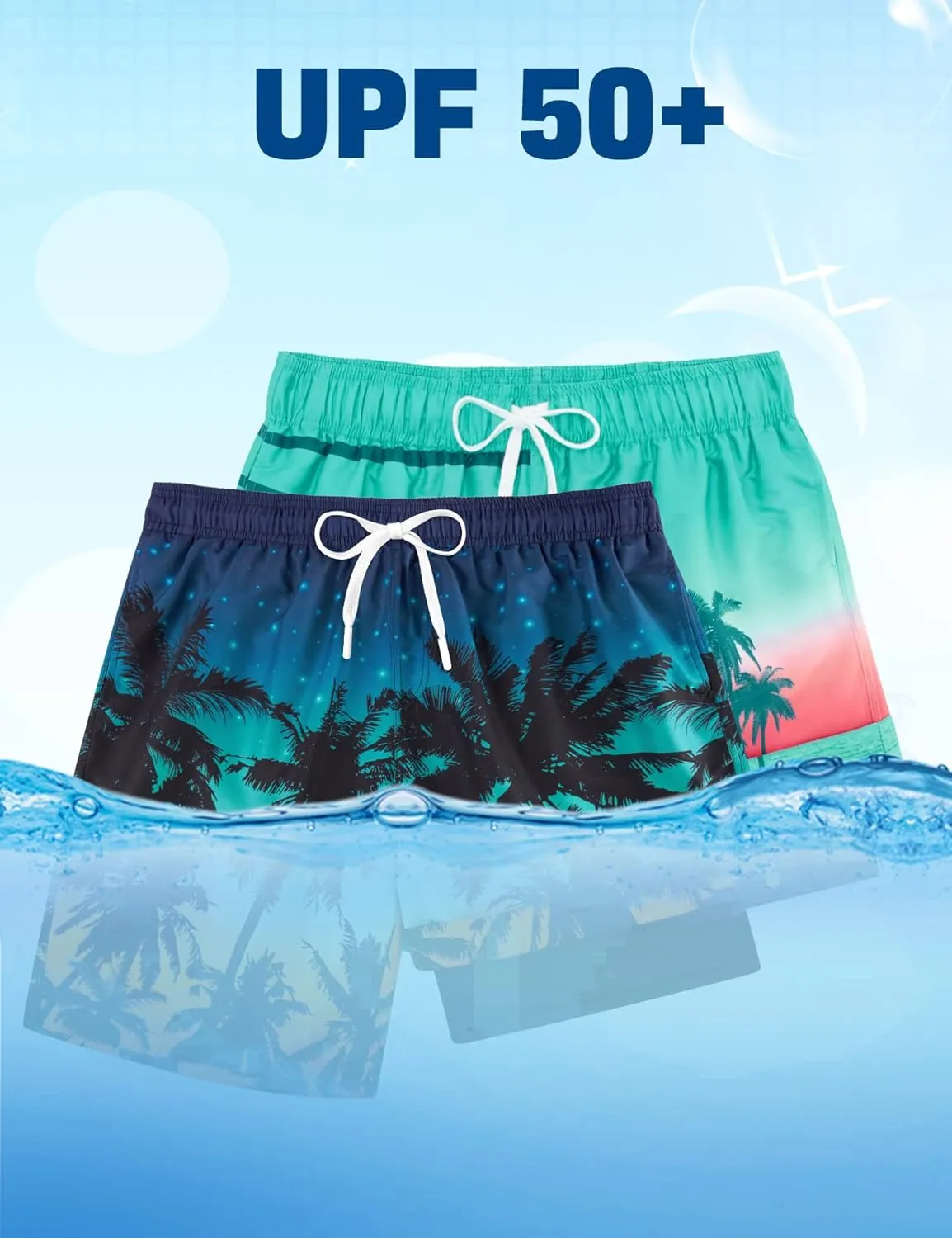 TUONROAD Mens Swim Trunks with Compression Liner 2 in 1 Board Shorts 9 Inch Quick Dry Swimming Trunks with Pockets