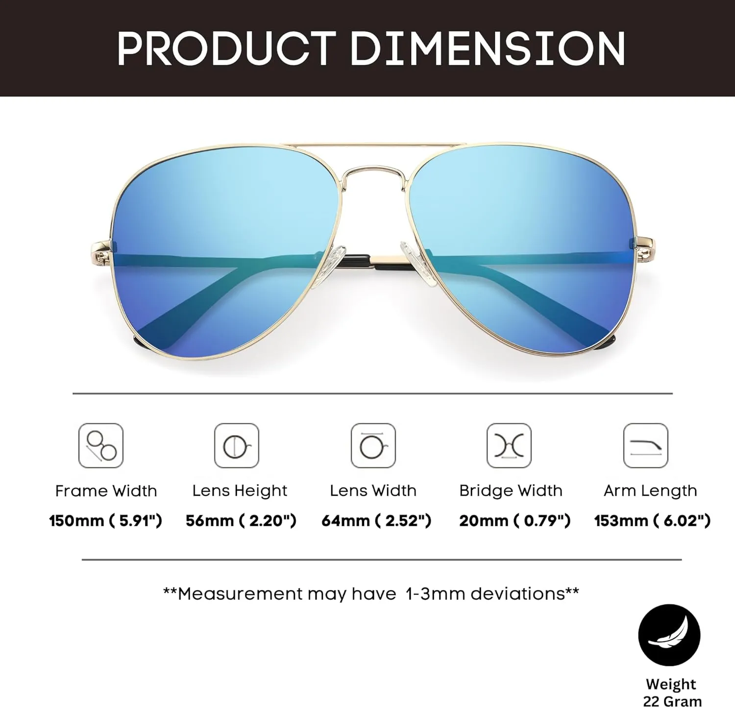 XXL Size Extra Large Classic Polarized Aviator Sunglasses 150MM for Big Wide Head Men Ultralight UV400 Glasses