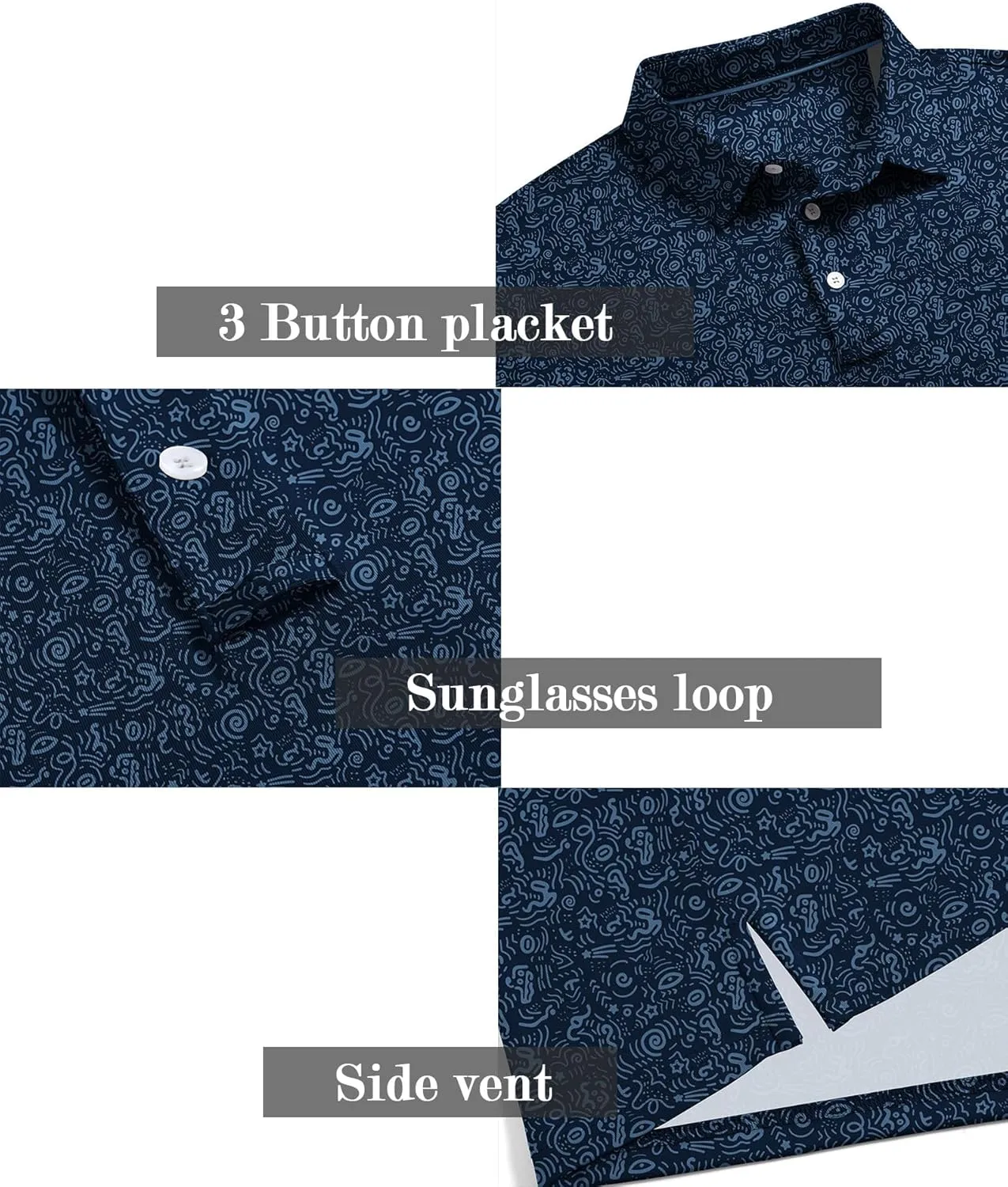 ZITY Men's Golf Shirts Short Sleeve Moisture Wicking Performance Print Patterns Casual Collared Golf Polo Shirt for Men