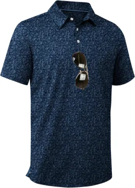 ZITY Men's Golf Shirts Short Sleeve Moisture Wicking Performance Print Patterns Casual Collared Golf Polo Shirt for Men