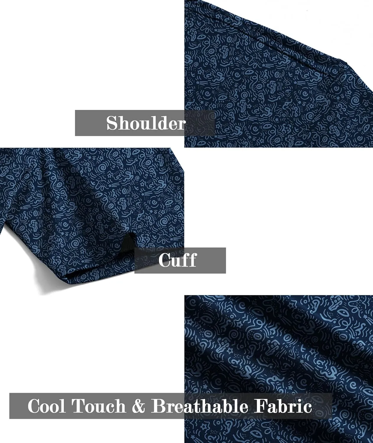 ZITY Men's Golf Shirts Short Sleeve Moisture Wicking Performance Print Patterns Casual Collared Golf Polo Shirt for Men